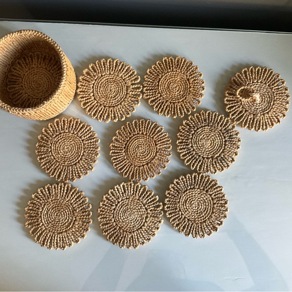 Woven Boho Coaster Set With Caddy - Picture 2 of 4